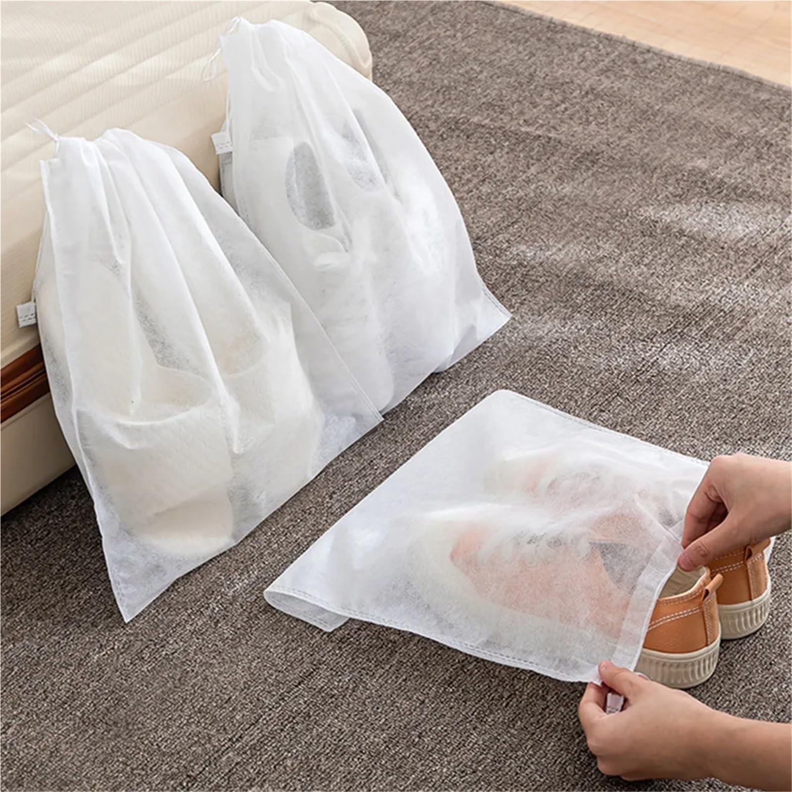 30 stücke Schuhe Lagerung Tasche Closet Organizer Nicht-Woven Reise Tragbare wasserdichte Kleidung Klassifizierte Hängen Taschen für Reisen(17.7x11.5x9.5cm)