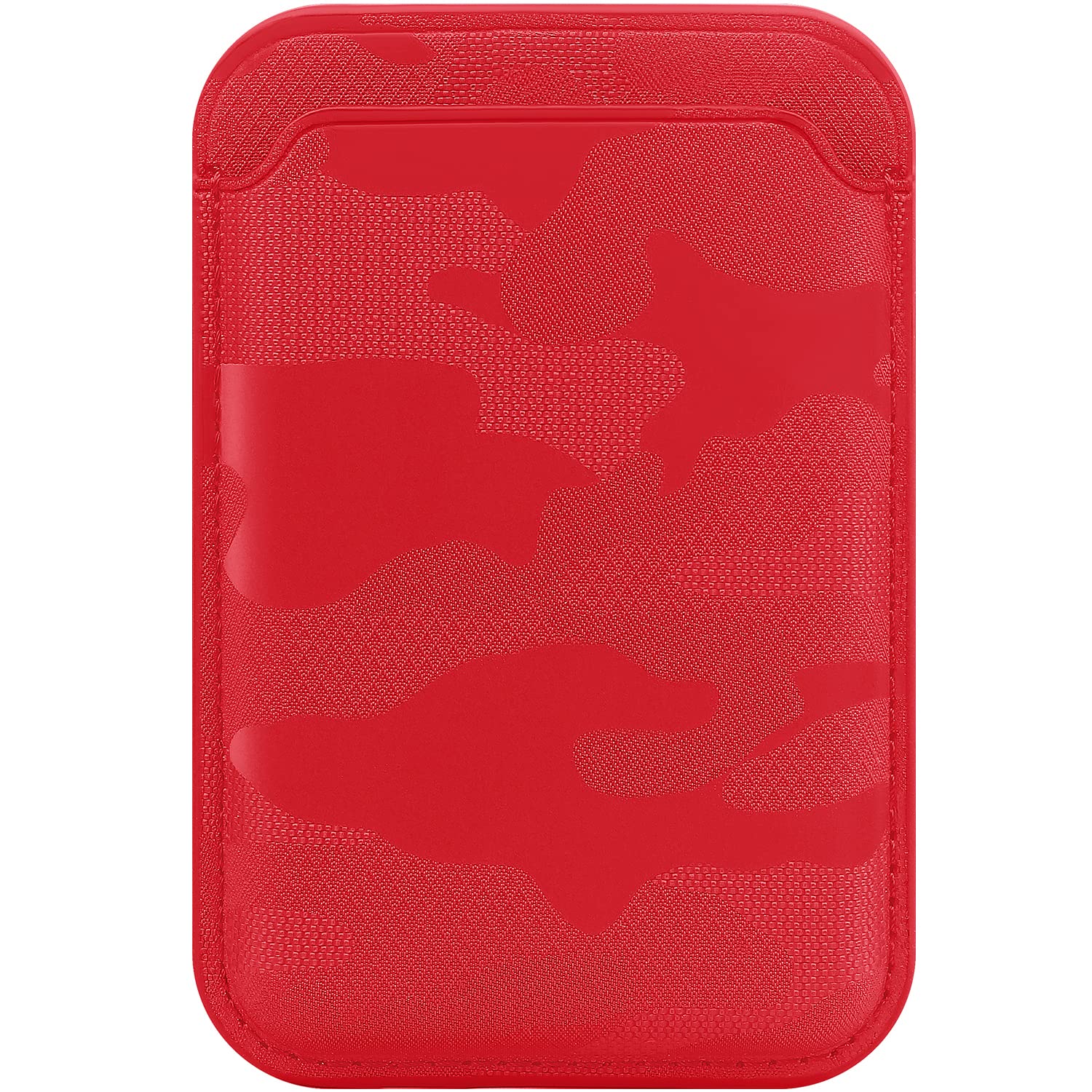 FIDWALL Magsafe Wallet Portafoglio Tessuti in Pelle per iPhone 16/15/14/13/12 Max/Pro/Plus/mini,con Anello in Ferro per all Phone Case,RFID Card Holder con Magsafe Magnete (Rosso mimetico)