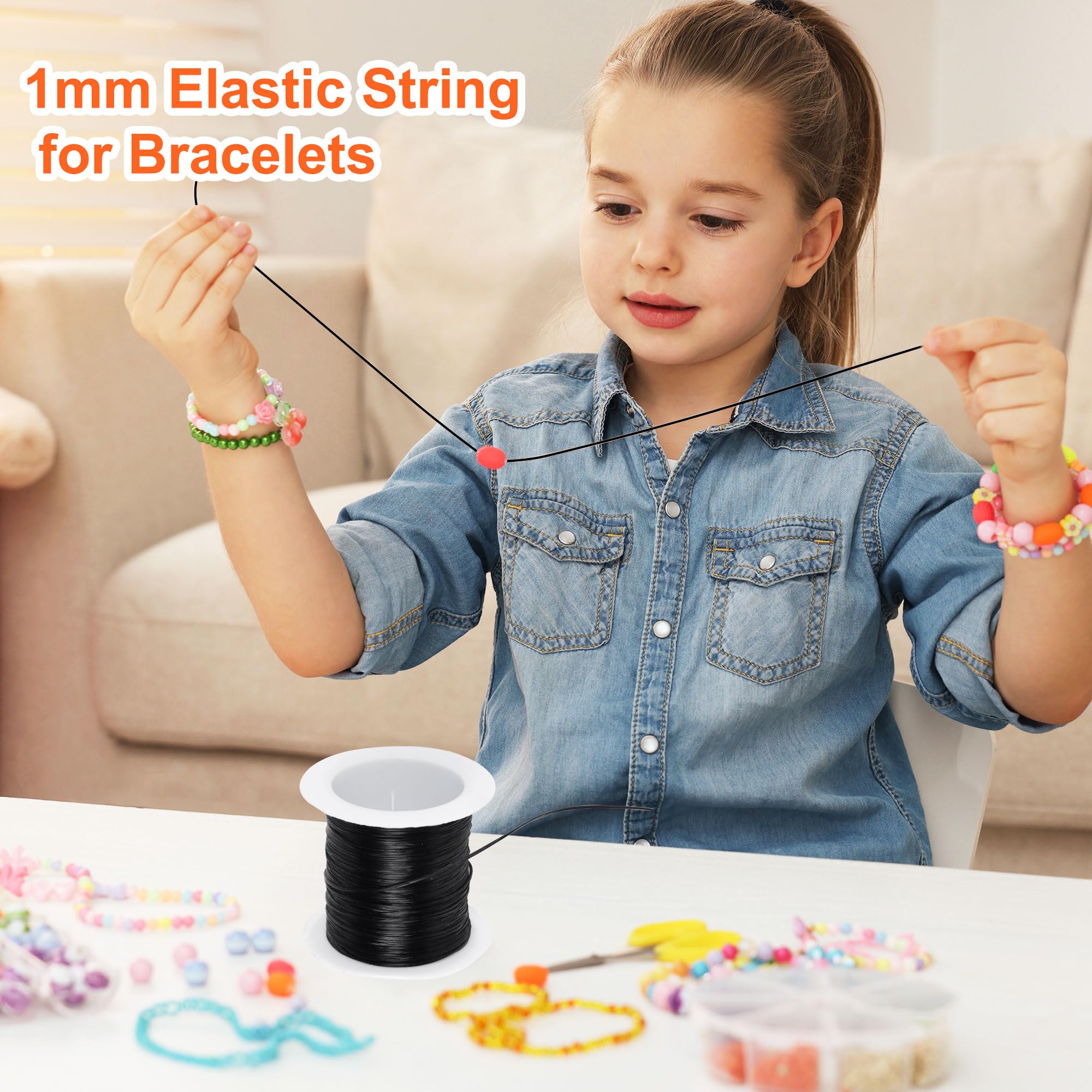Sourcingmap 1 mm Elastic String for Bracelets 33Ft Stretchy Crystal Beaded String Cord Roll 10M Long - Image 2