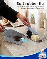 Vista 4 de MR.SIGA Juego de recogedor y escobillas, paquete de 2, azul y gris