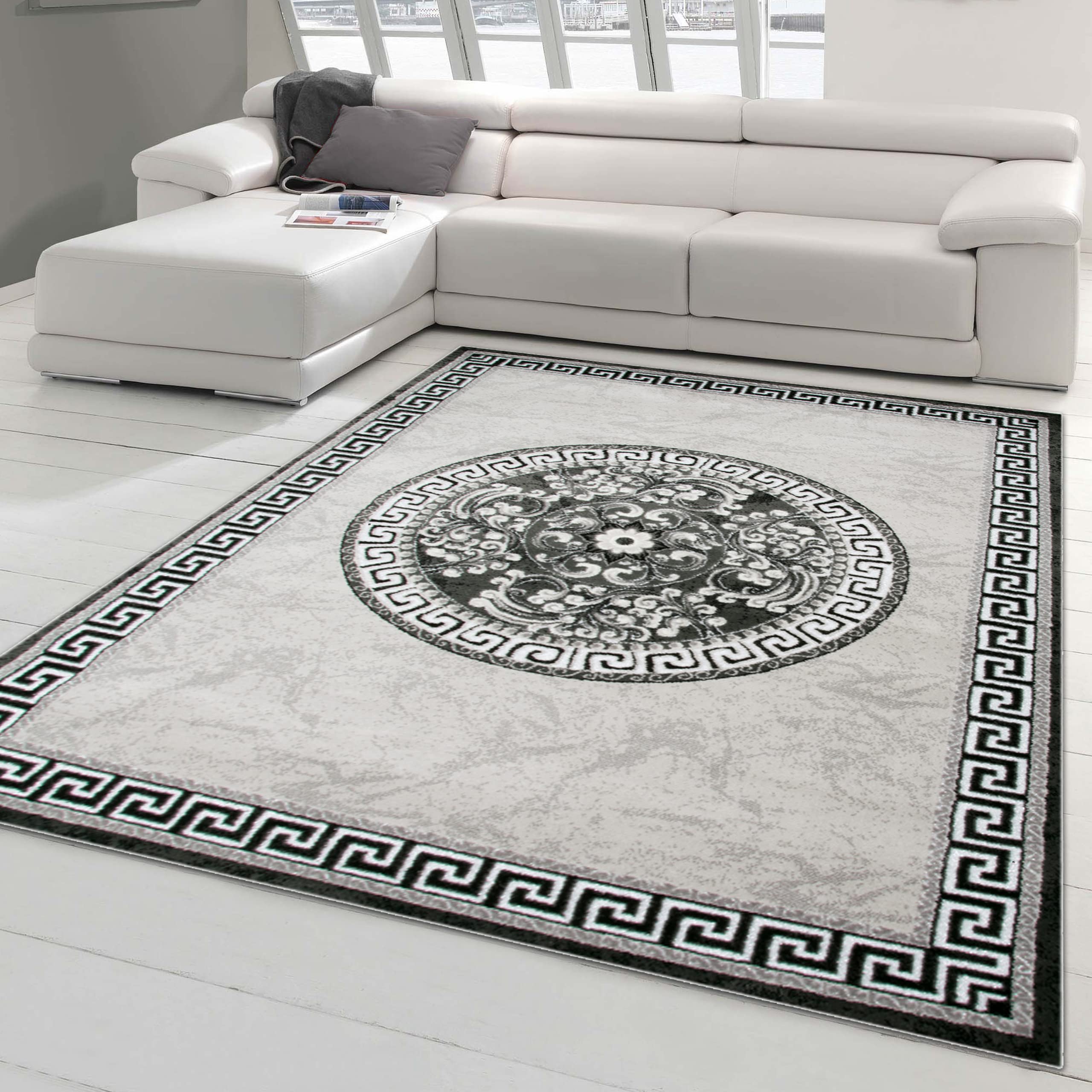 Teppich-Traum Tappeto Orientale con filato scintillante | ornamenti nel cerchio | grigio crema 240 x 340 cm