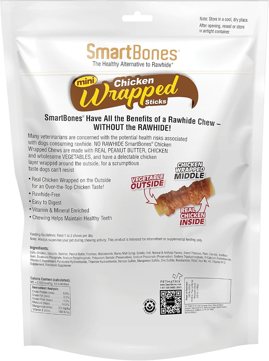 SmartBones Chicken-Wrapped Sticks, Treat Your Dog to a Rawhide-Free Chew Made with Real Chicken and Vegetables