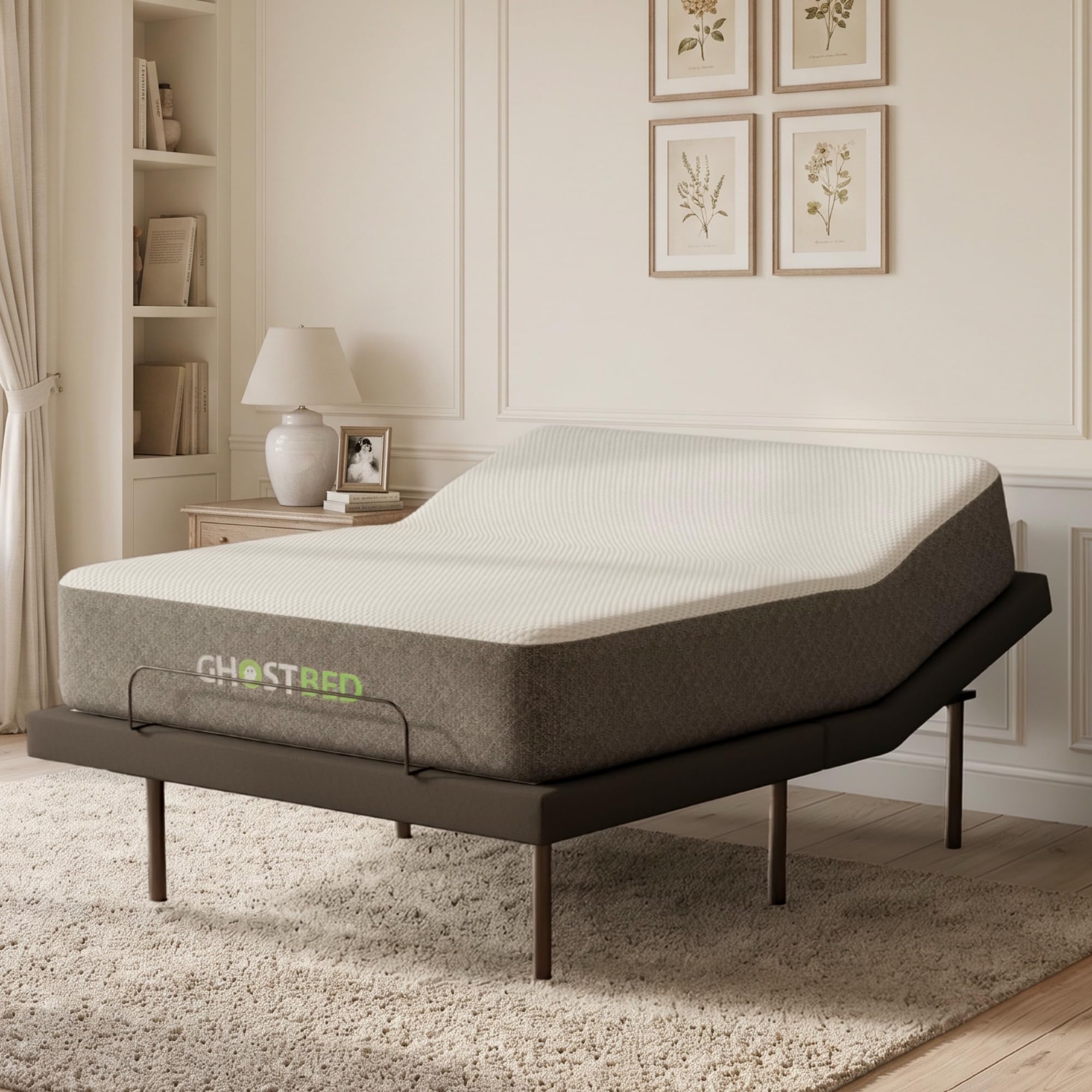 GhostBed Queen Adjustable Bed with 11 inch Memory Foam Mattress