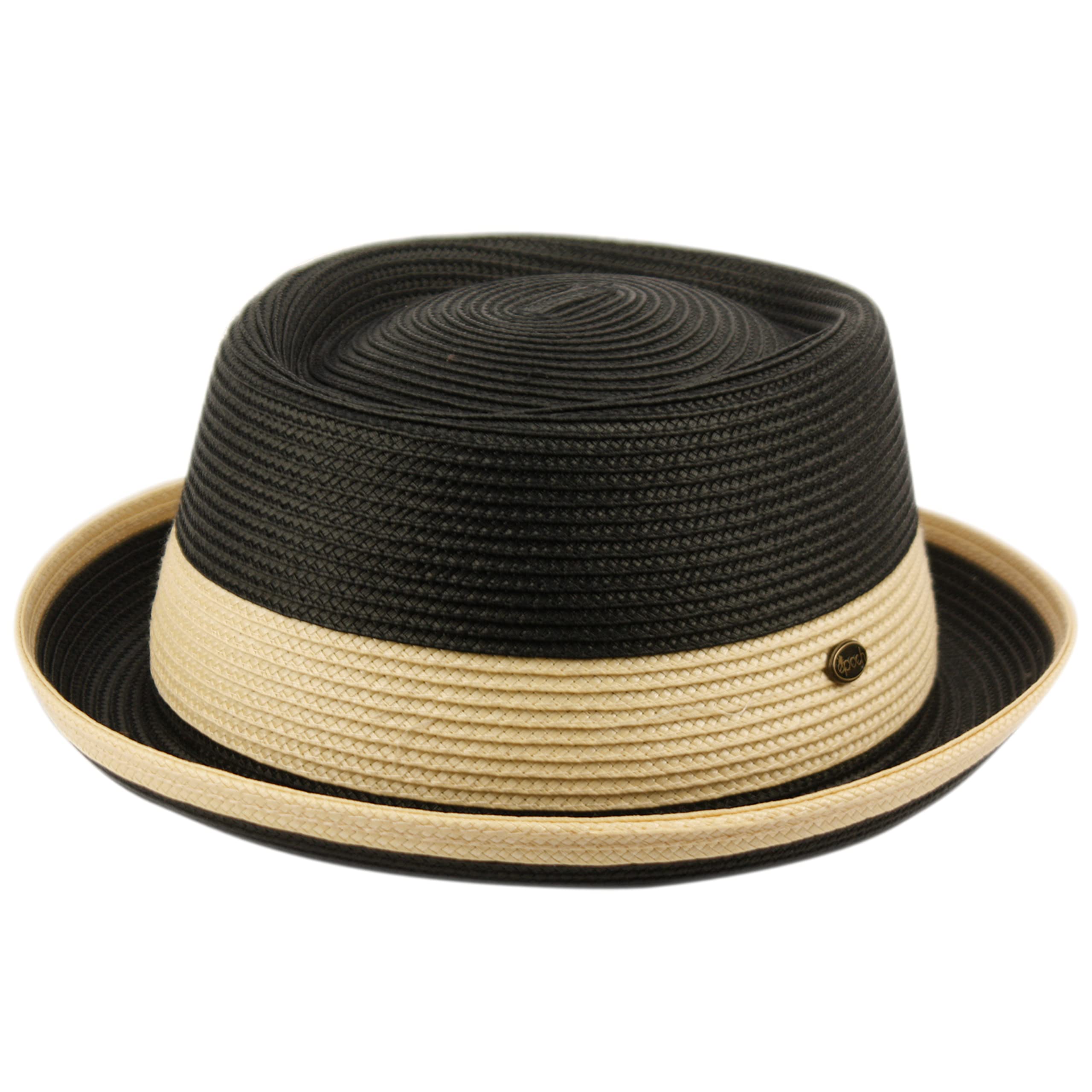 Men's Fancy Summer Straw Pork Pie Derby Fedora Upturn Brim Hat