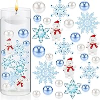 Vista 9 de 106 piezas de perlas de relleno de jarrón de Navidad, velas flotantes, centro de mesa, cuentas, jarrones, perlas para decoración de fiesta de mesa