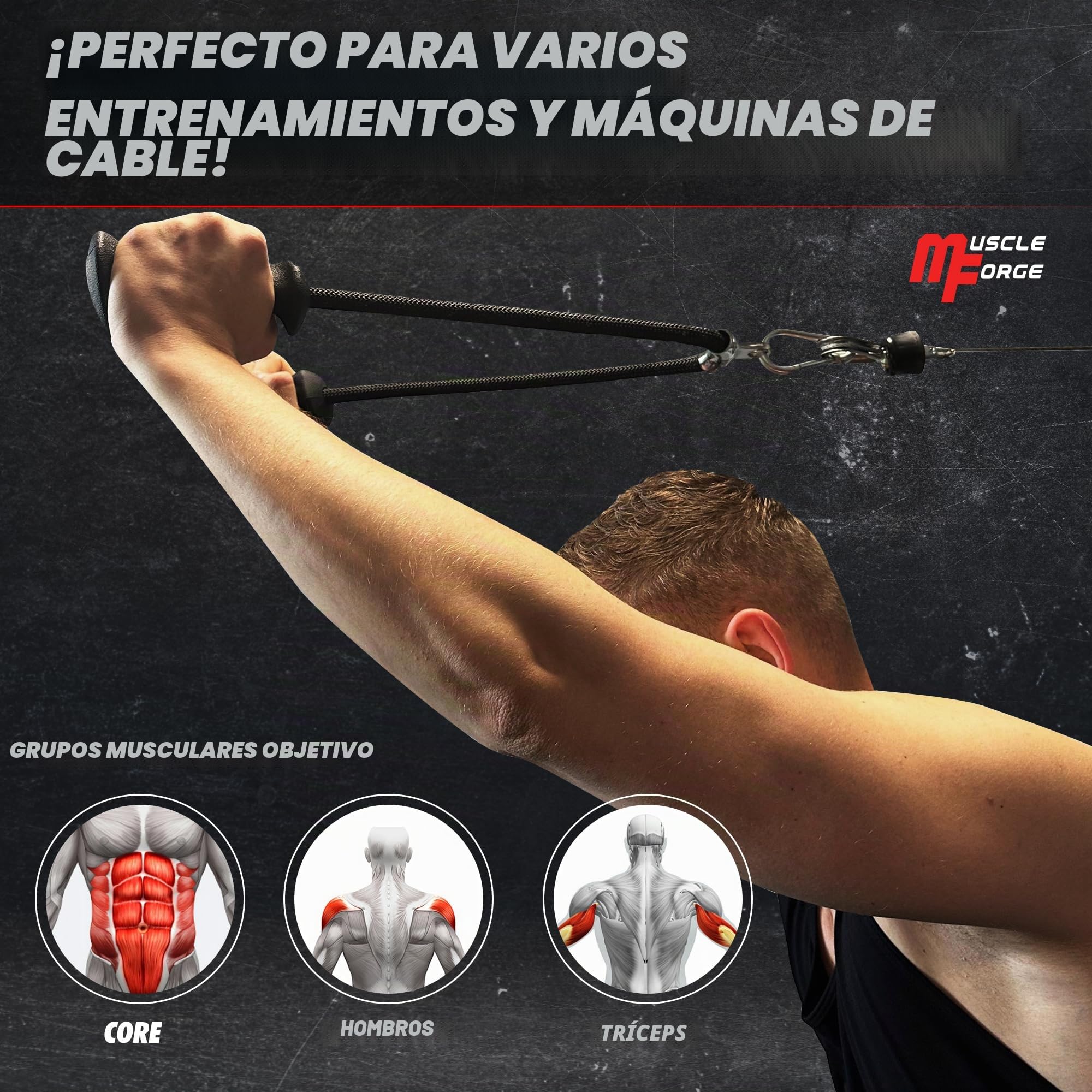 Cuerda Ergonómica para Tríceps, Cuerda de Agarre para Tríceps para Polea, Máquina de Cable, Mango Antideslizante para Entrenamiento de Tríceps en Gimnasio o en Casa