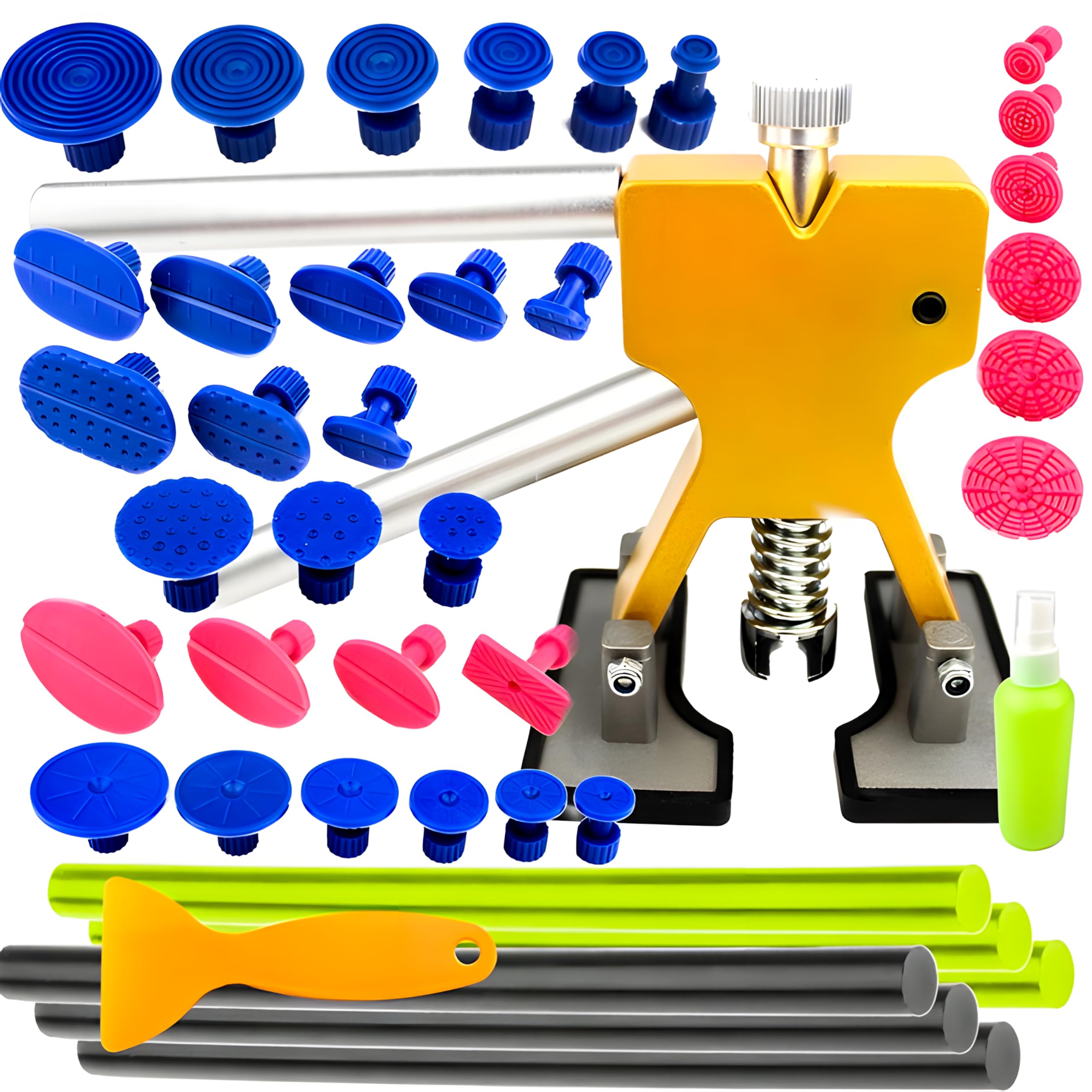 Retoo Kit Riparazione Ammaccature Auto 42 Pezzi Martello Scorrevole Rimuovere Danni Senza Vernice