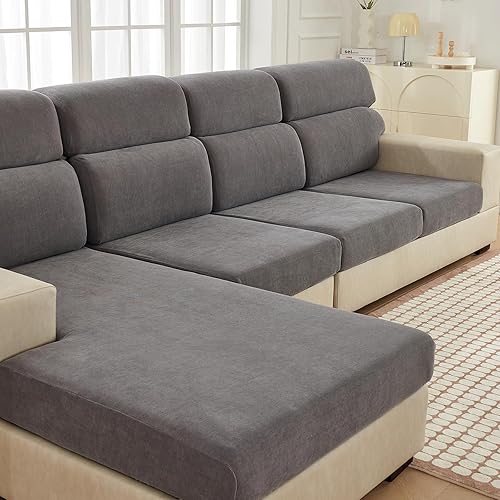 Funda de cojín grande de felpilla no mullida con aspecto limpio para sofá modular o en forma de L, se adapta al lado izquierdo o derecho, protector