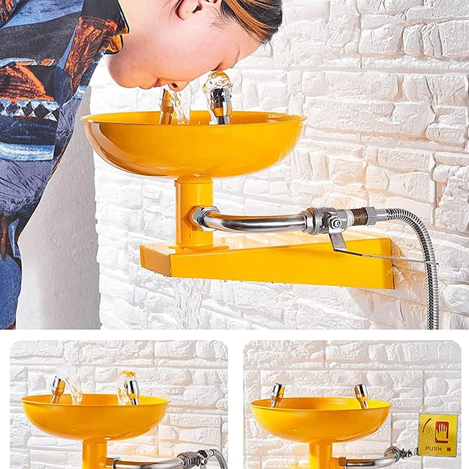 Station de lavage oculaire d'urgence avec couvercle anti-poussière pour la sécurité des éclaboussures chimiques dans l'atelier d'usine de laboratoire