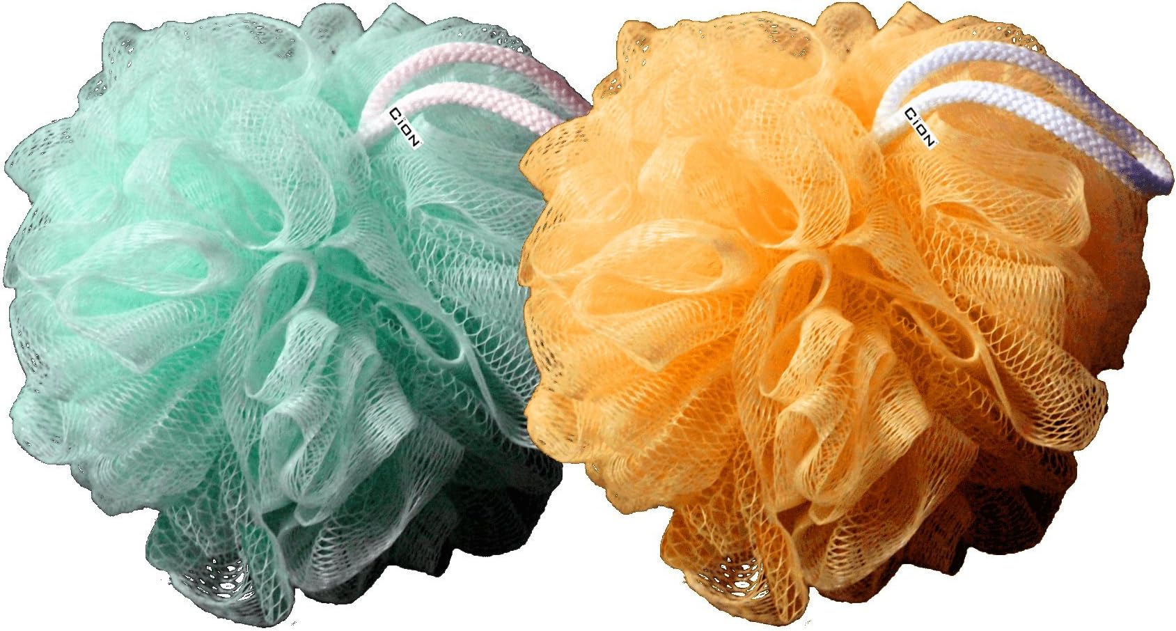 Cion Bath Sponge | Ultra Soft Exfoliating Loofah-Sponge-Scrub-Pouf for Shower (Green & Orange)