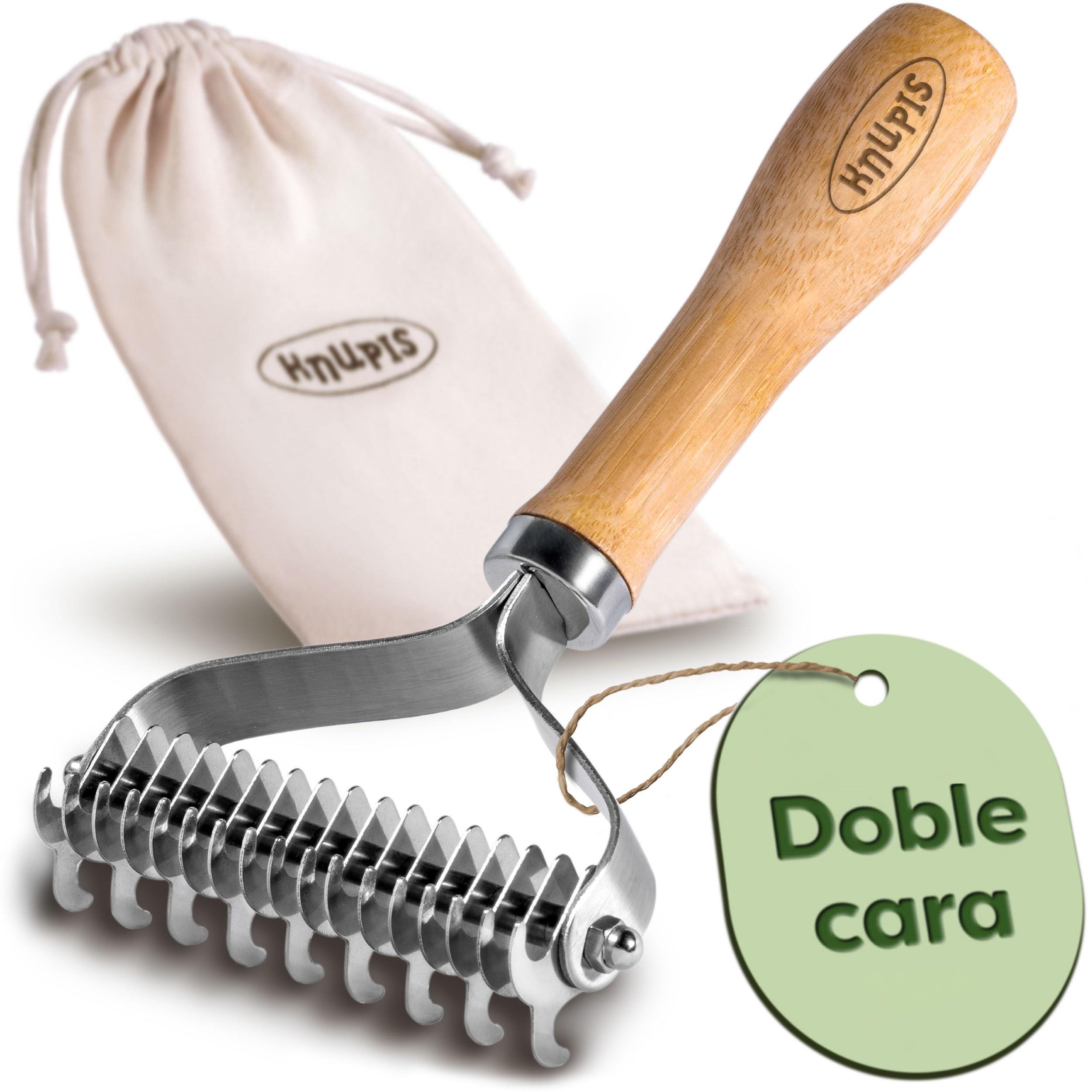 Knupis Cepillo para Perros de Bambú - Cepillo Deslanador y Eliminador de Pelo Muerto - Madera Sostenible FSC® - Cuidado Gentil - Para Perros y Gatos The Forest Stewardship Council