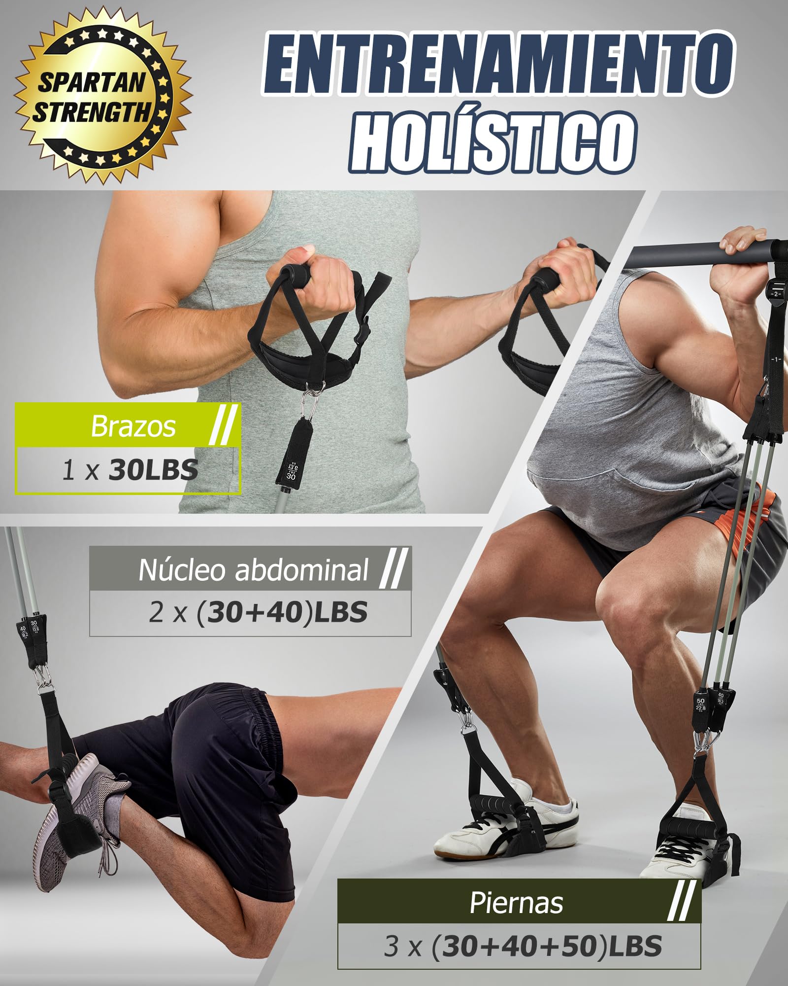 ALongSong Barra de Pilates para Casa con 6 Bandas y Vídeos (30/40/50Lbs) | Barra de Pilates de Hierro, Incluye Instrucciones en Vídeo, Jercicios para Entrenamiento en Casa, Yoga y Fitness