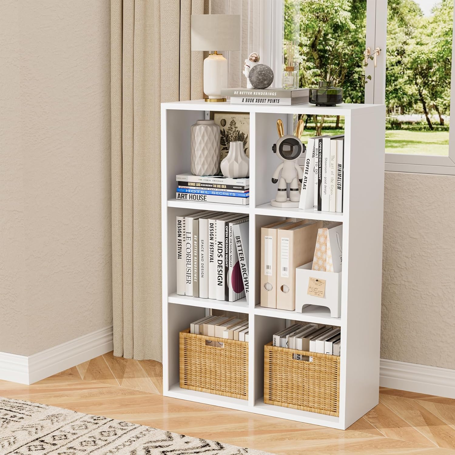 OSEILLC 4-Cube Bookcase,Open Metal Storage Display Bookshelf,Modern Display Shelf for Living Room, Study, Office (White, 4-Cube)