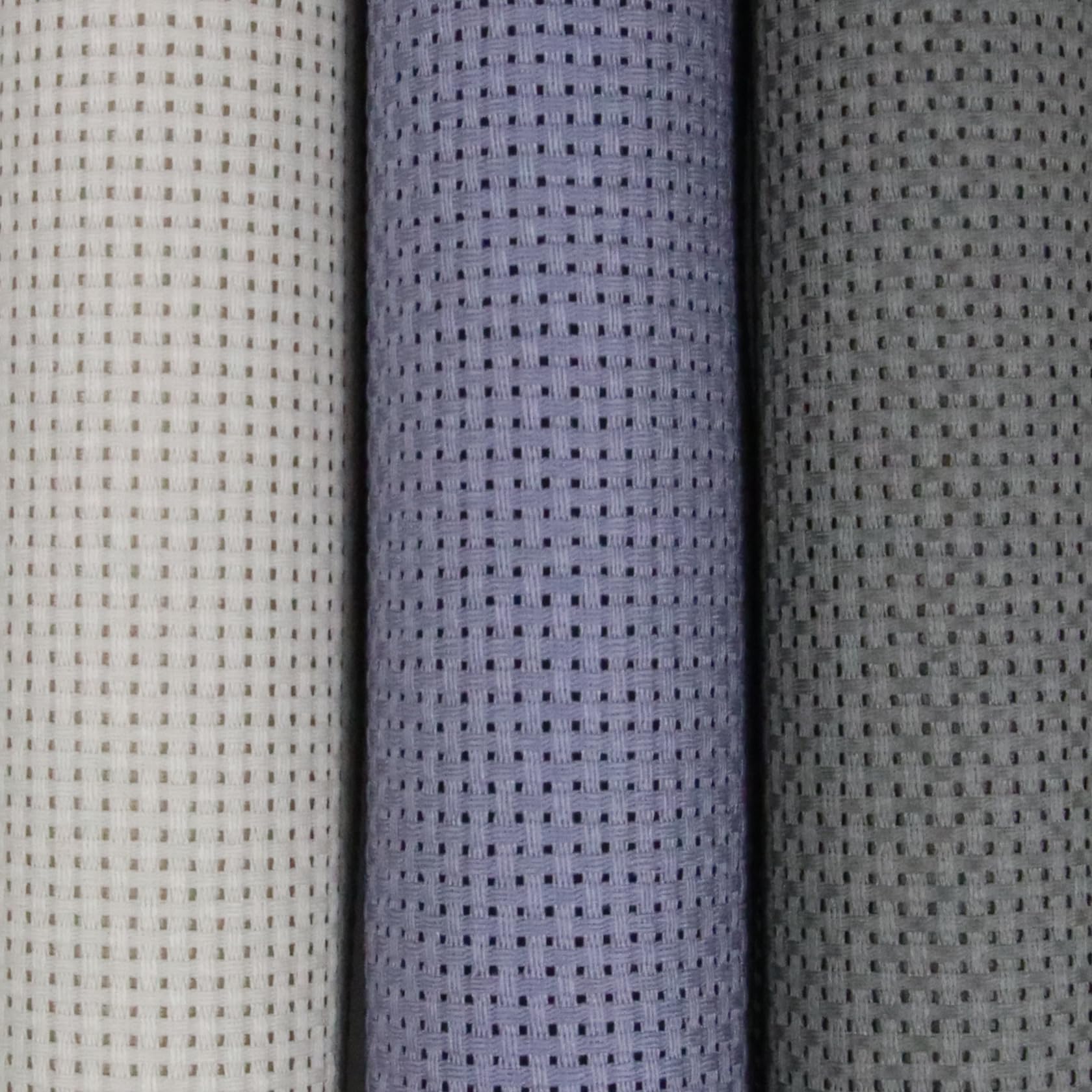 KCS 3 pc of 15" x 18"(38cmx45cm) 11 Count Cross Stitch Cotton Aida Cloth Needlework Rolled Fabric Box,11CT,Pearl Grey+Light Steel Grey+Medium Grey