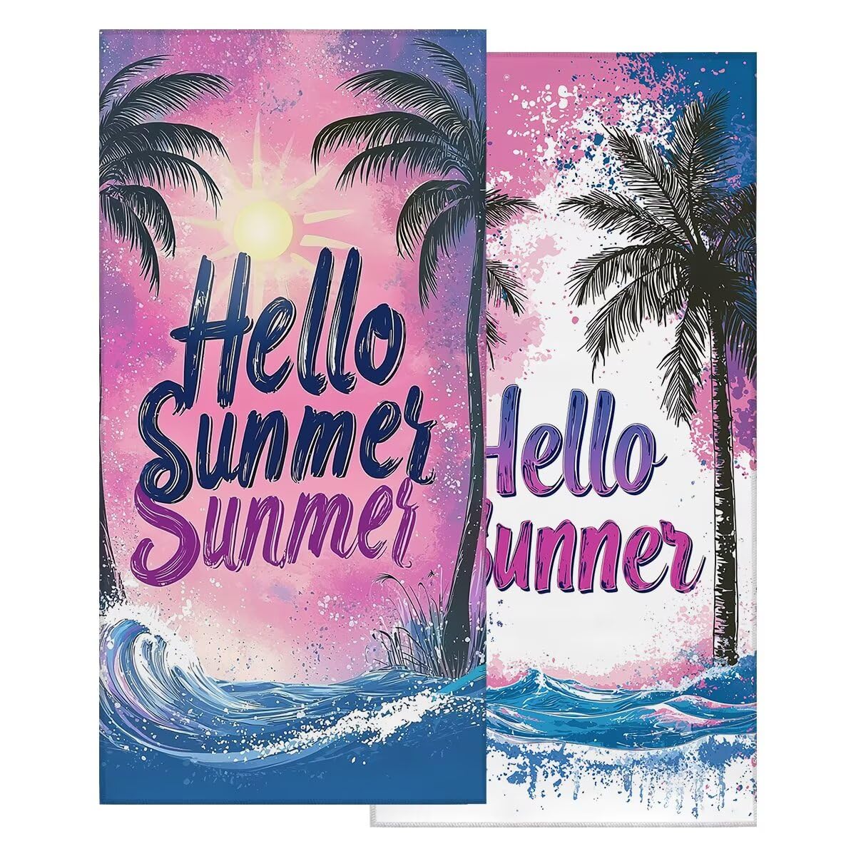Ręcznik plażowy z mikrofibry, zestaw 2 dużych ręczników kąpielowych 100x200 cm, szybkoschnący ręcznik kąpielowy krajobrazowy, ręczniki plażowe, sportowe ręczniki z mikrofibry do podróży-3880