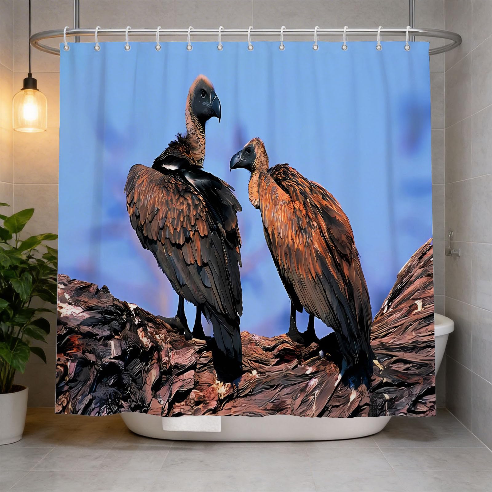 Hongduo 3D Bird Animal Shower Curtain for Stalls Bathtubs Natural Theme Bathroom Decor Shower Curtain Set Polyester Fabric Waterproof 180x200cm/71X79 Inch with Hooks