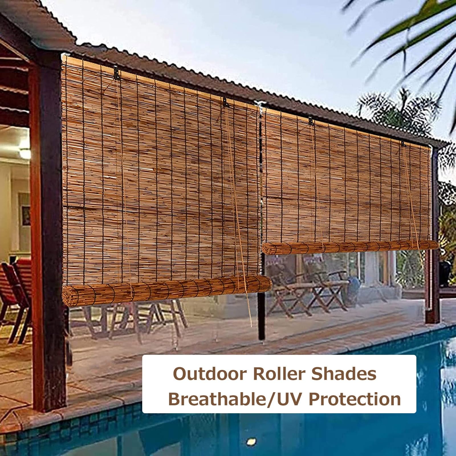 Tende in bambù personalizzate per pergola da esterno, tende parasole tessute a mano e protezione della privacy, tende a pacchetto naturali per interni/finestre/porte decorative