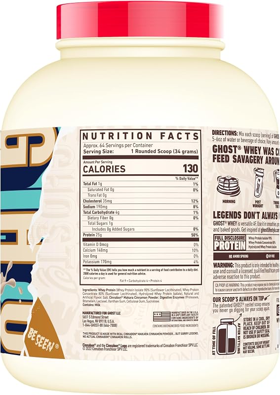 GHOST Whey Protein Powder, Cinnabon - 5LB, 25G of Protein image 2