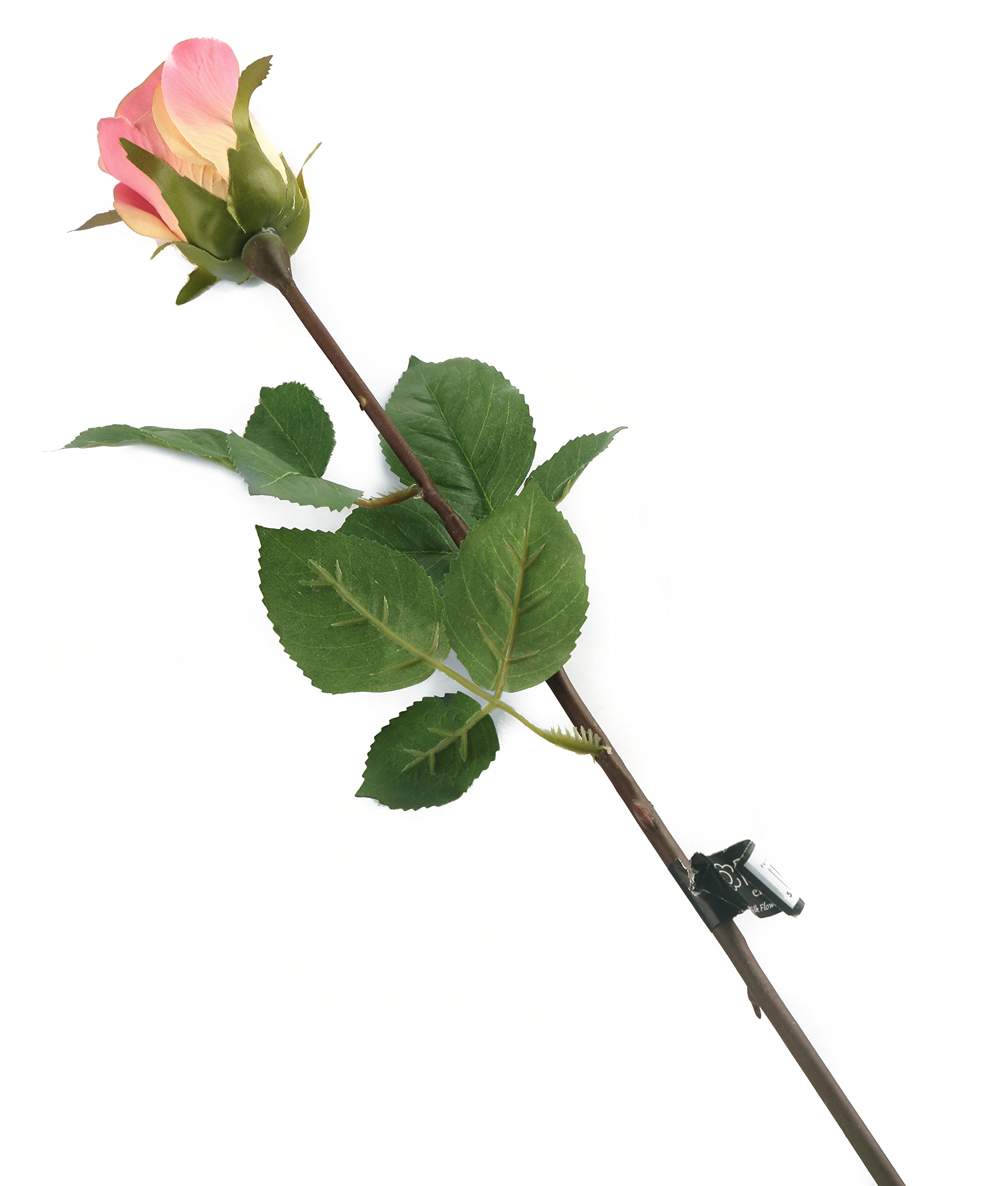 Floral Elegance Artificial 52cm Single Stem Closed Bud Dusky Pink Rose Flowers x 12