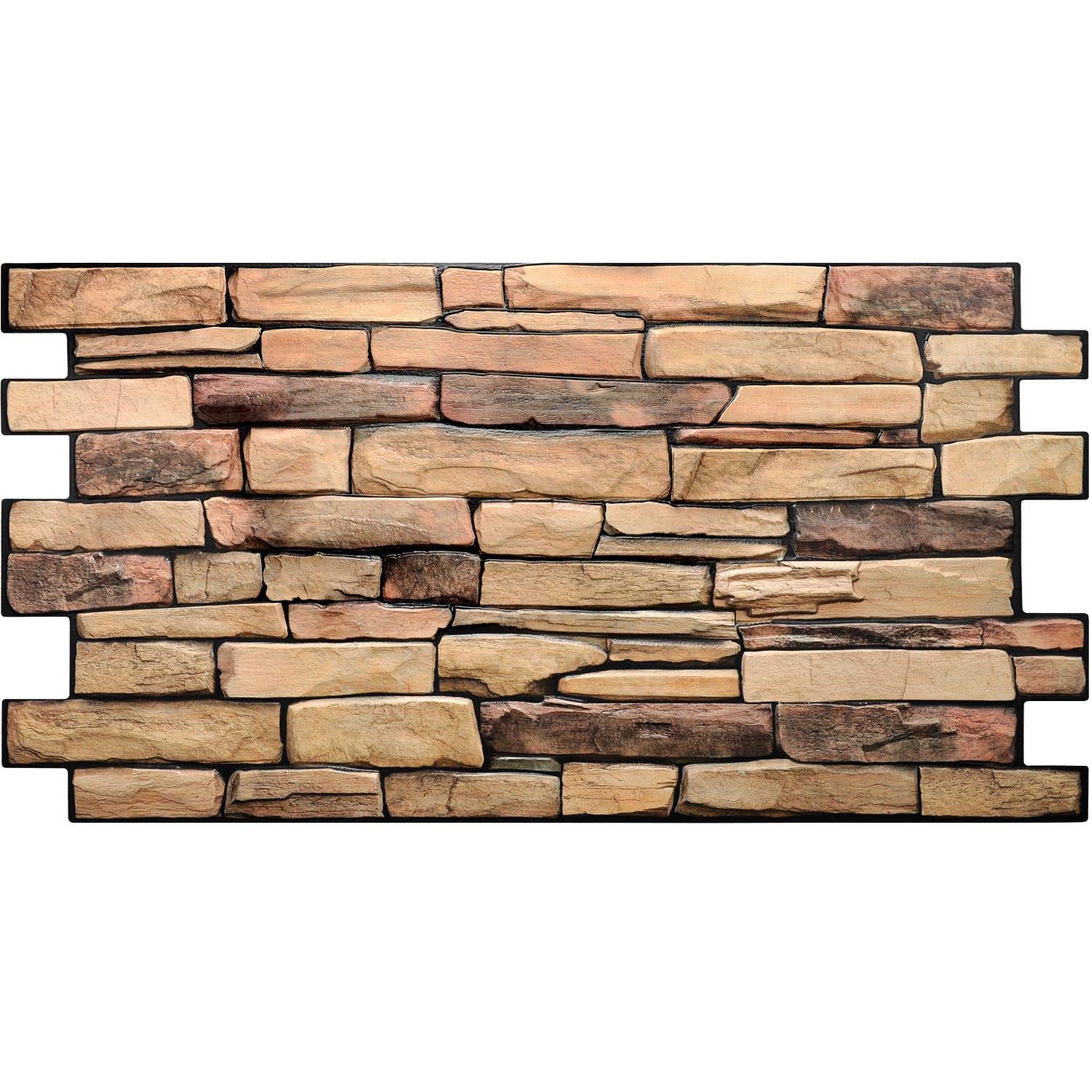On1shelf Beige, Brown 3D Wall Panels Stone Brick Slate Effect Decorative Pvc Plastic Cladding (Natural Slate)