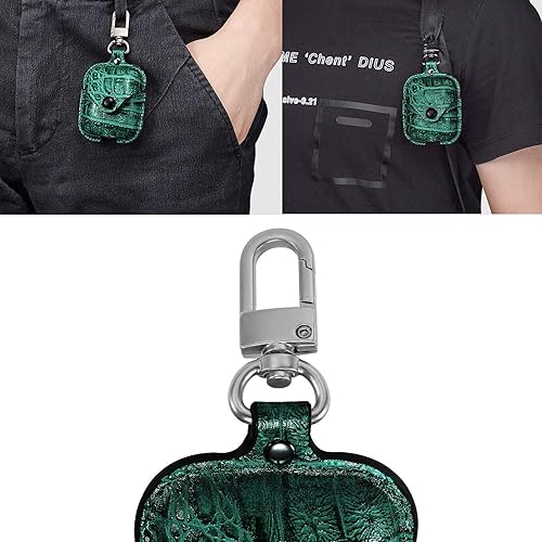 Miniatura 6 de MODOS LOGICOS Funda de carga de cuero para AirPods 12, cierre rápido seguro compatible con Apple AirPods de 12 generación (Cro - verde)