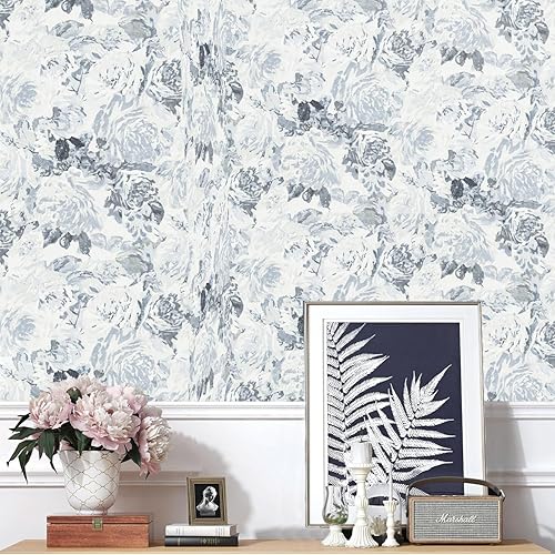 Miniatura 20 de Dimoon Papel tapiz autoadhesivo de 17.3''x78.7'' pulgadas con diseño floral lindo, papel de contacto vintage estilo aldea campestre, casa de campo,