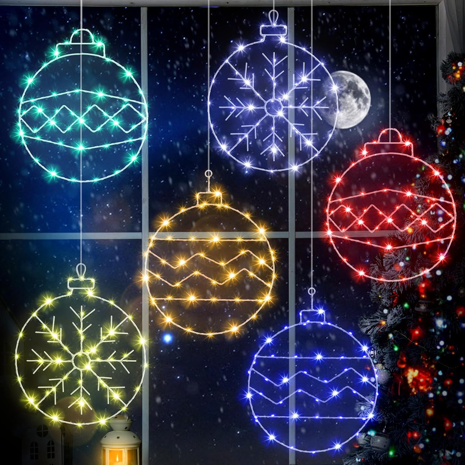 VIHOSE 6 Pieces Christmas Balls Window Lights Christmas