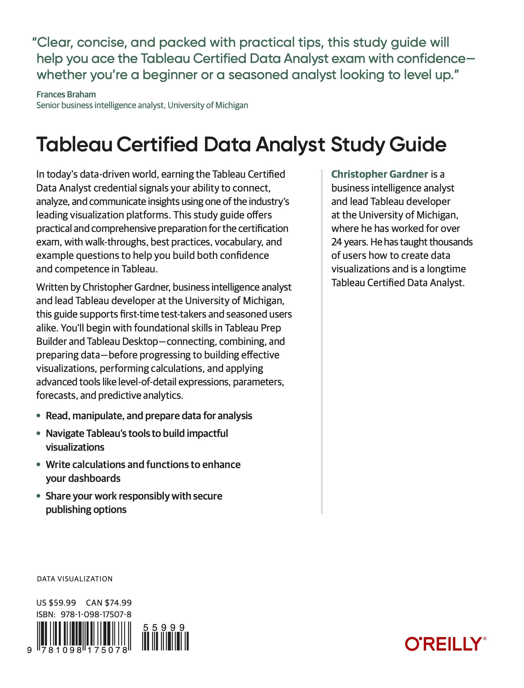 Tableau Certified Data Analyst Study Guide: Learn the Core Concepts and Techniques Necessary to Ace the Exam