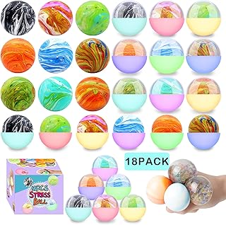 18 Pack Stress Balls Set for Kids,Squishy Balls Fidget Toys,Stress Relief Sensory Toys,Squishy Party Favors,Goodie Bags Stuffer,Carnival Prize,Pinata Toys,Classroom Prizes,Treasure Box Toys