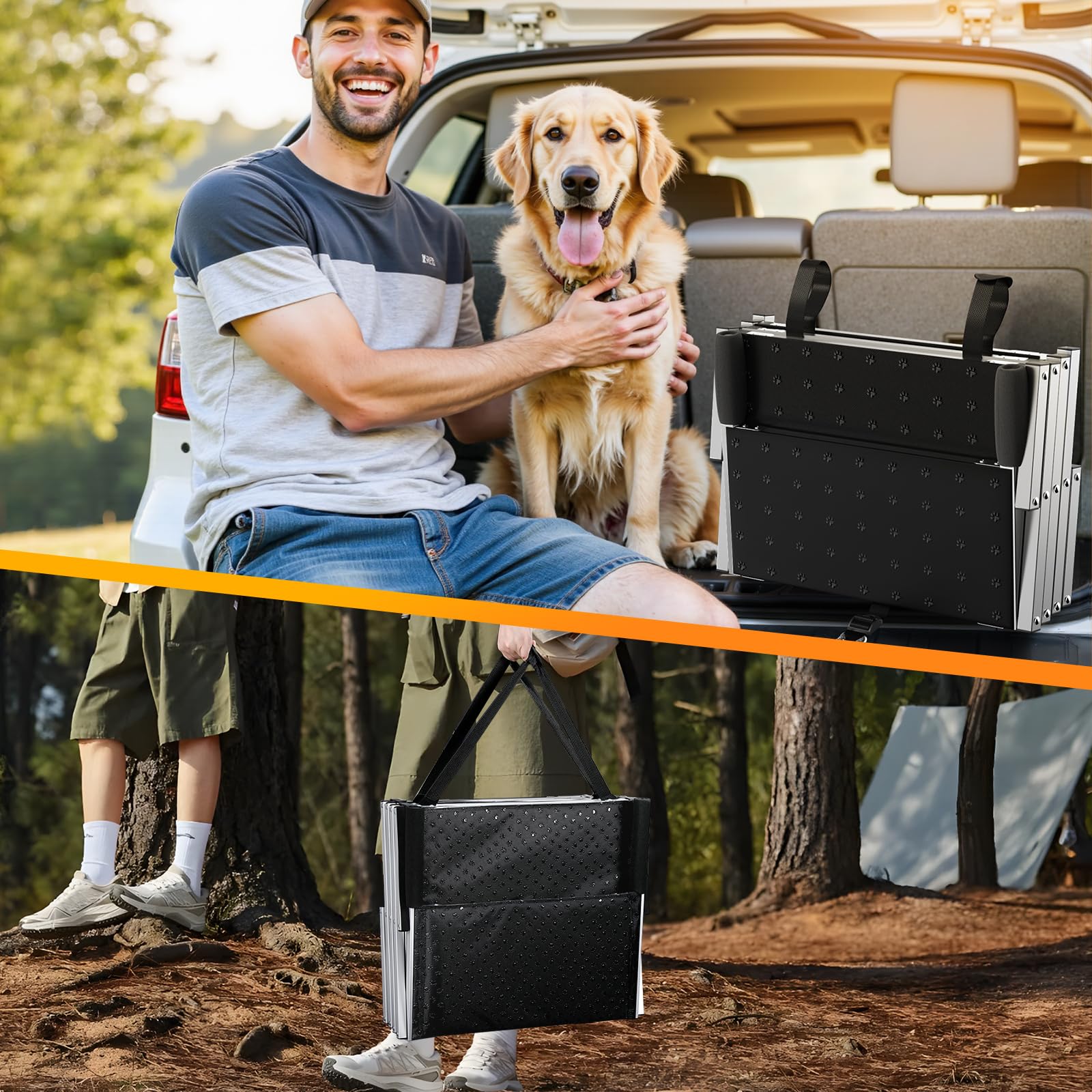 Gimars Rampe Ultra Stable Extra Large pour Chiens - Réglable en Hauteur pour Chiens Âgés avec LCA, Rampe pour Animaux en Aluminium Léger et Pliable pour Lits Surélevés, SUV, Jeeps & Camions