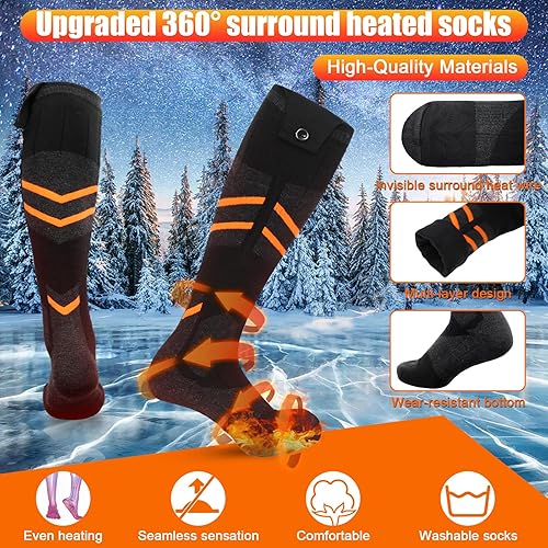 Miniatura 4 de Calcetines térmicos para hombres y mujeres, calcetines eléctricos lavables con control de aplicación, calcetines térmicos recargables, calcetines de