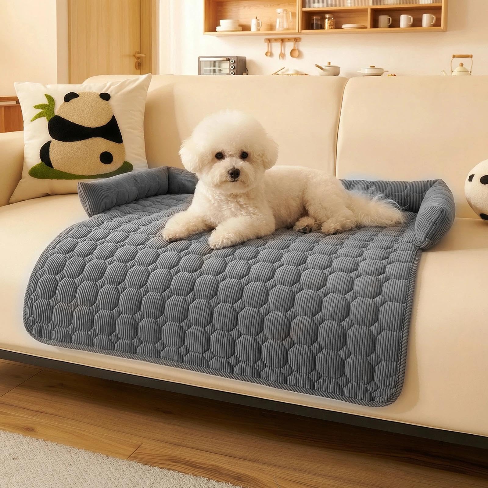 Panier Chien Panier Chien Dehoussable Lavable Protection pour Canapé, Coussin AntidéRapant pour Chiens De Grande, Moyenne Et Petite Taille, Chat, 75 X 75 Cm,Gris Foncé