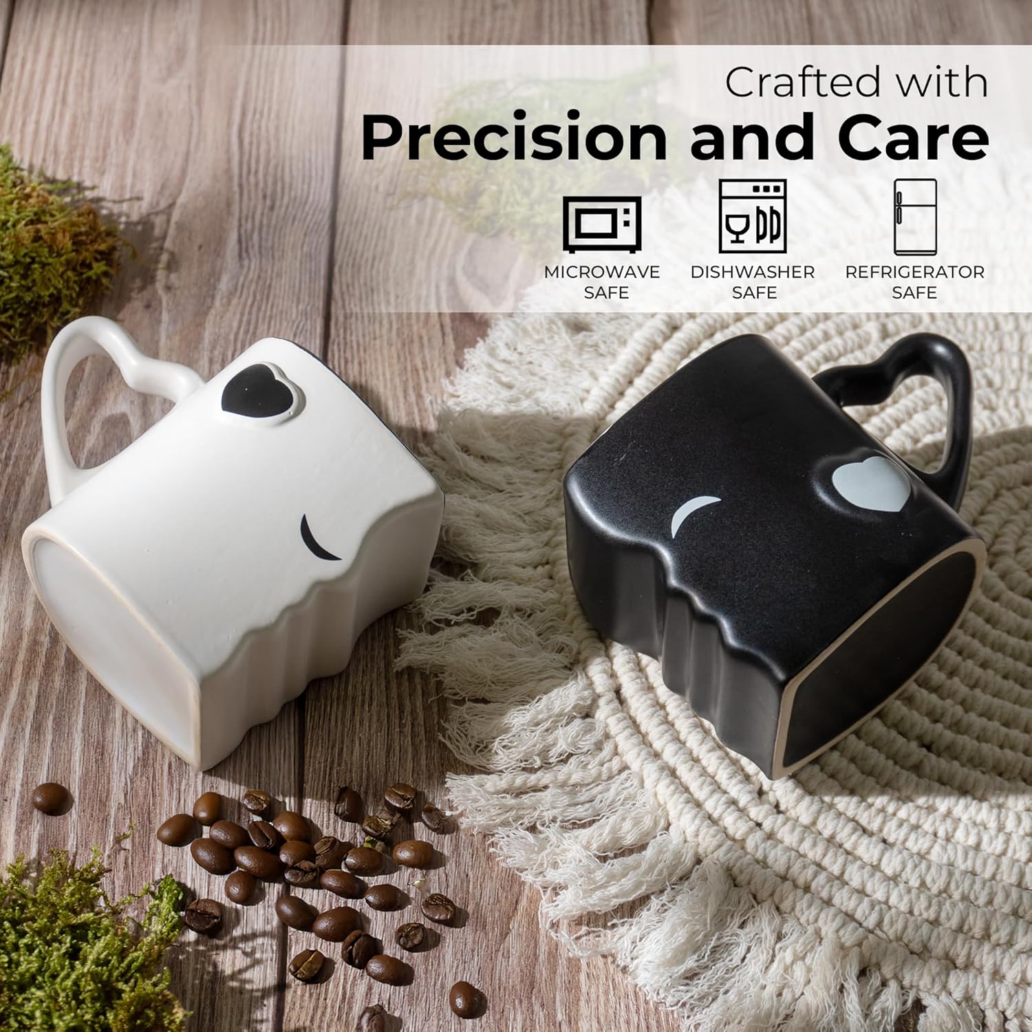 MIAMIO - Coffee Mugs/Kissing Mugs Bridal Pair Gift Set for Weddings/Birthday/Anniversary with Gift Box (Black) - Image 6