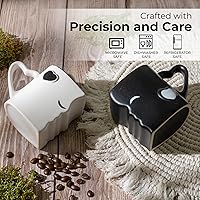 Vista 6 de MIAMIO - Juego de tazas de café/taza de besos para parejas de novia, de cerámica, con caja de regalo para bodas/cumpleaños/aniversario (negro)