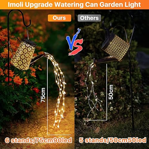 Miniatura 4 de Regadera solar para exteriores con luces, decoración de jardín, grandes faroles solares colgantes, impermeables, LED, decorativas, retro, de metal,