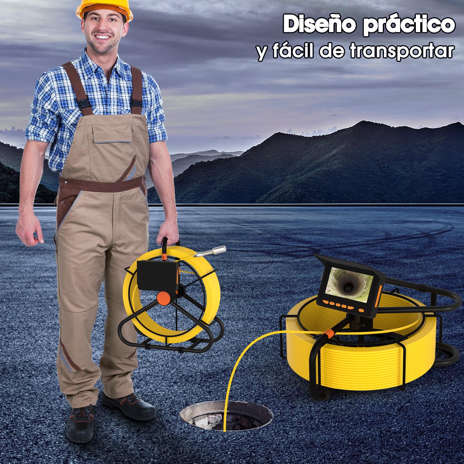 Cámara de Alcantarillado 30m, Cámara de Inspección de Tuberías 4,3'' Cámara de Tubo 1200TVL Plomería Snake Cámara con DVR, Cámara Endoscópica con 8500mAh Batería 6 Luces LED