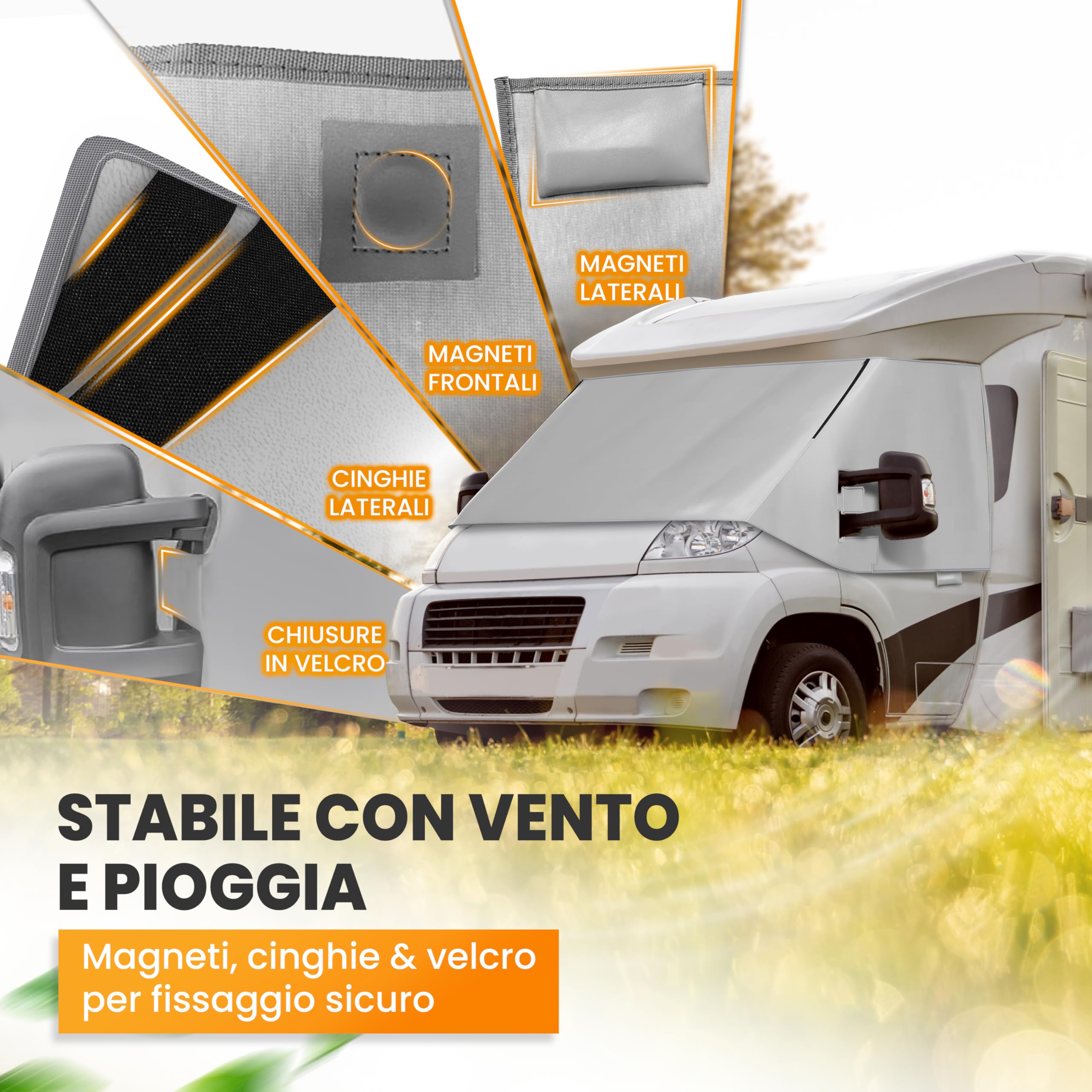 NATURIZ FIAT Ducato Copriparabrezza, tappetino termico esterno di alta qualità, resistente alle intemperie, con efficace protezione solare per camper, adatto per Ducato, Jumper, Boxer 2006-2025