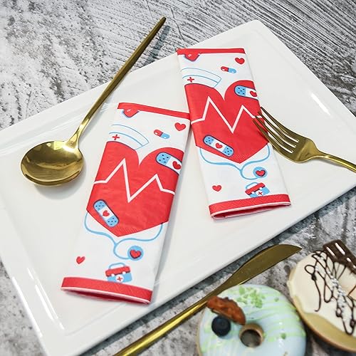 Miniatura 6 de Pandecor 50 servilletas de papel desechables para fiesta del día de la enfermera, Día de la Enfermera, Día de la Enfermera, Decoración de fiesta de