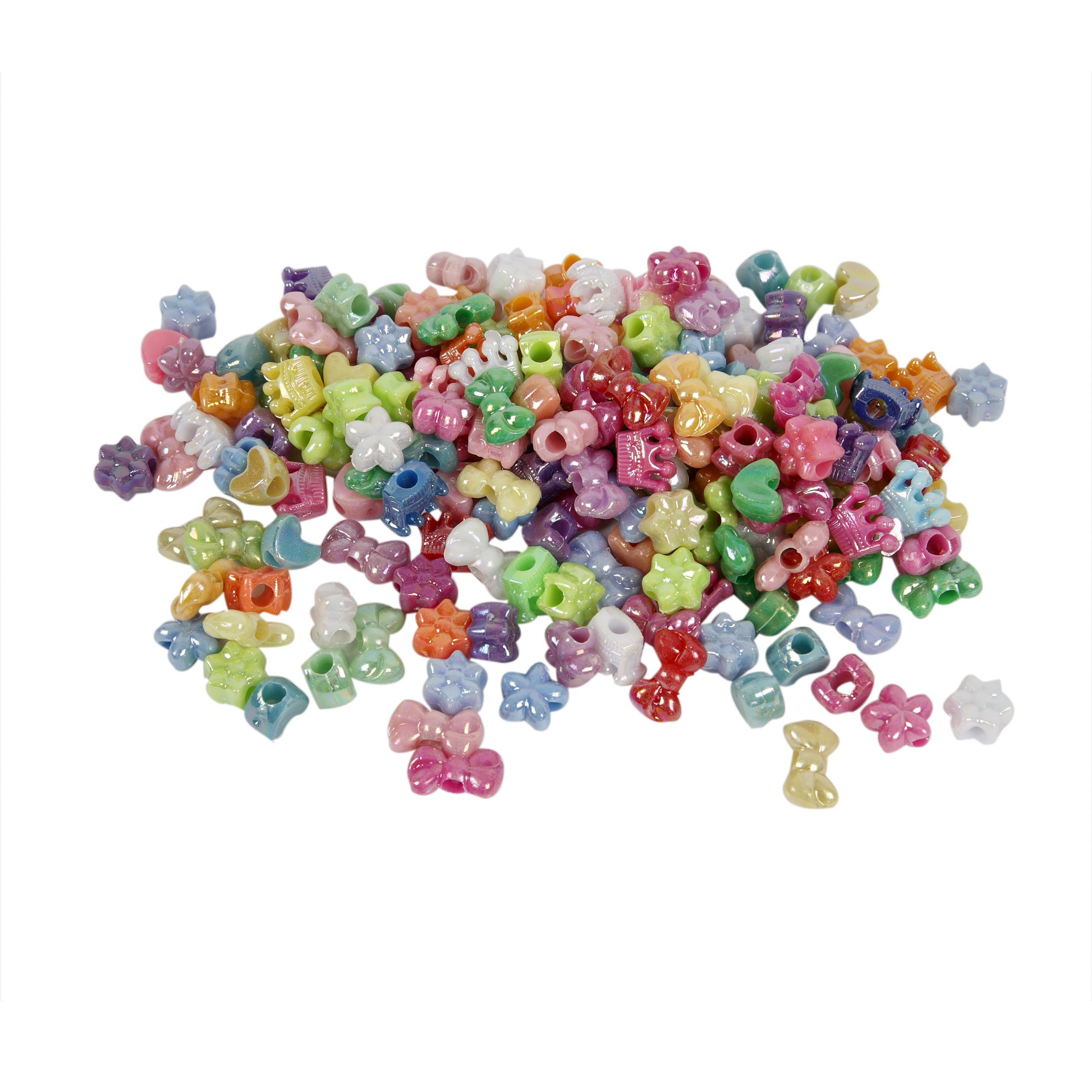 Creativ Novelty Shape Plastic Beads (10mm hole size3mm, 500g, Assorted Colours)