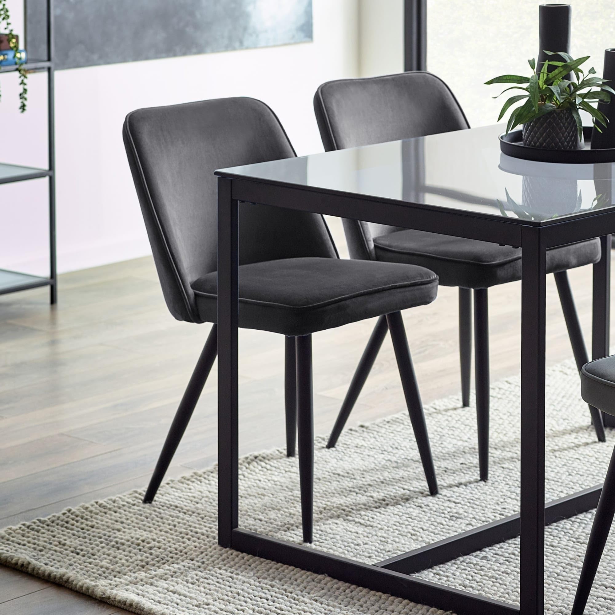 Julian Bowen Burgess Dining Chairs, Set of 2, Grey - H80 x W45 x D57cm