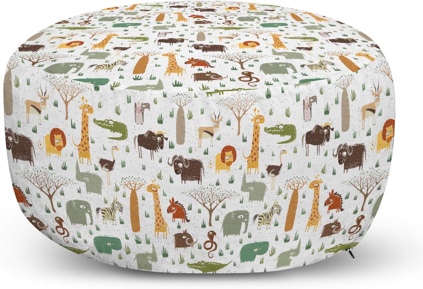 Blасk Frіdау - 80% оƒƒ Ambesonne Cartoon Animal Ottoman Pouf, Colorful Pastel Grunge Savannah Fauna Theme Savannah Funny Wildlife Pattern, Decorative Soft Foot Rest with Removable Cover Living Room and Bedroom, Orange Brown