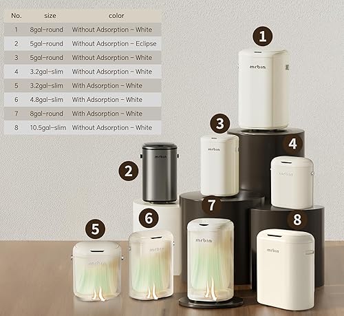 Miniatura 5 de MRBIN Basurero automático para baño, cubo de basura de metal sin contacto con tapa, bote de basura pequeño y delgado de 3.2 galones para oficina