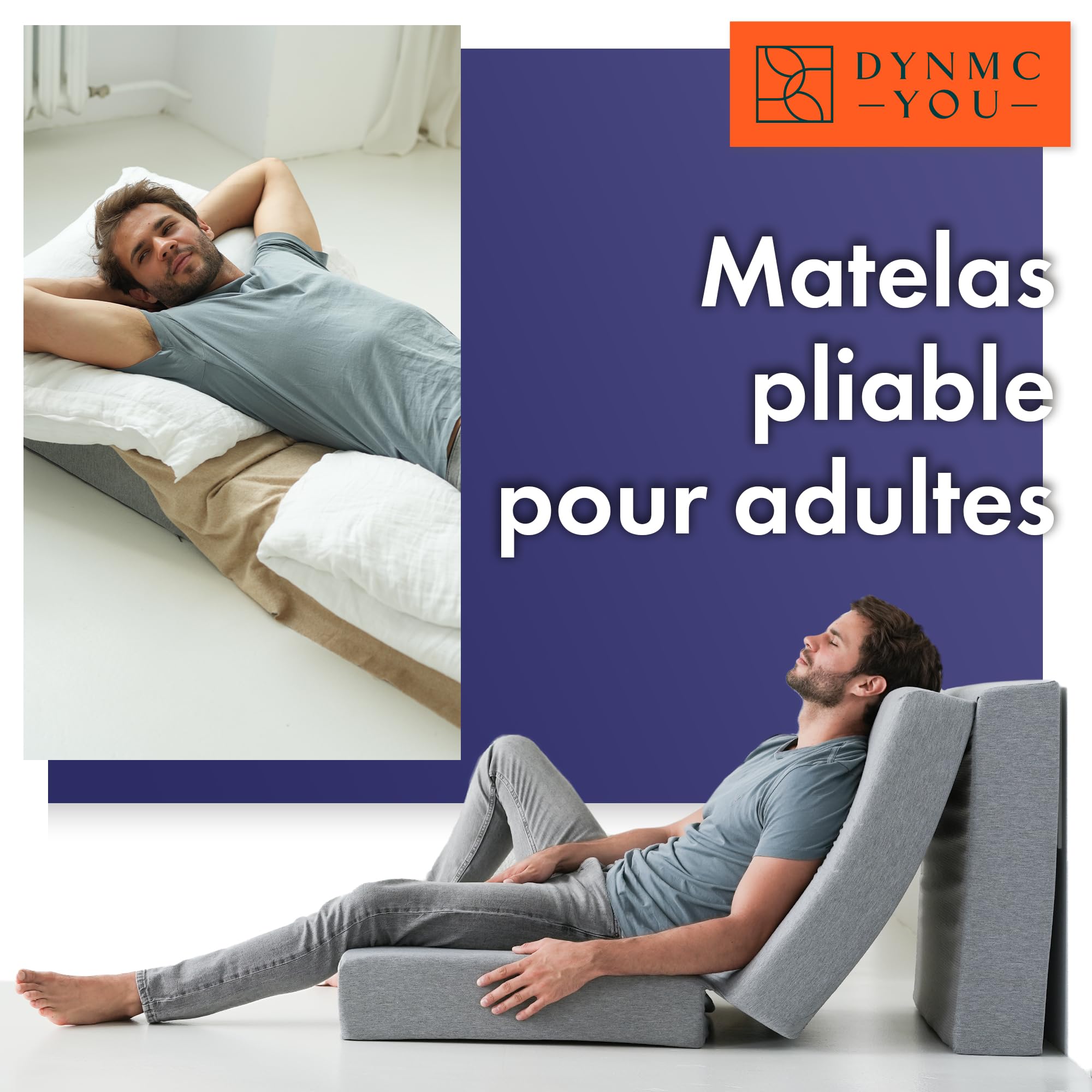 Matelas Pliable 1 Personne Extra Épais et Confortable – Matelas d’Appoint Léger et Compact pour Sol, Invités, Van, Camping – Lit Pliant Facile à Transporter et à Ranger – Couchage Adulte Nomade