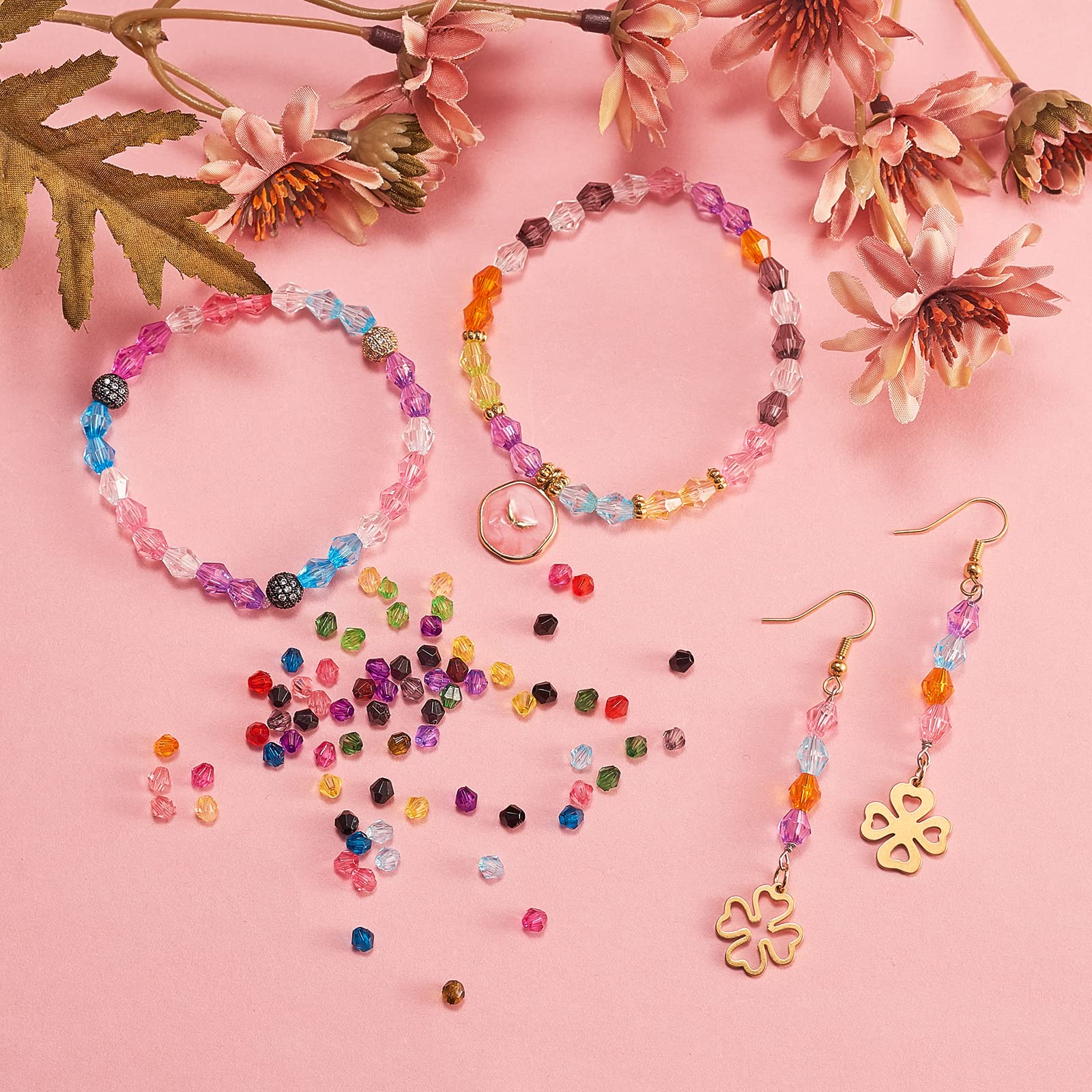 LEGENTLISUR 7896 Pezzi Perline per Braccialetti Sfaccettato Perline Colorate Set di Braccialetti per Creare Gioielli Fai Da Te Perline Gioielli Fai Da Te Artigianato 4 mm