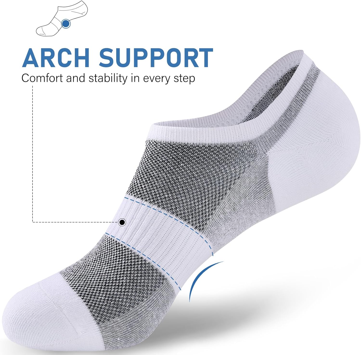 No Show Socks Men, 6 Pairs Cotton Thin Low Cut Ankle Men's Socks, Non Slip Invisible Sock for Loafer Sneakers - Image 4