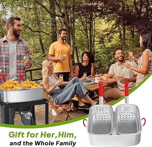 Miniatura 8 de Freidora de propano de 18 cuartos de galón  Freidora de pescado al aire libre con 2 cestas, pinzas, tapa y termómetro  Freidora de aluminio  Ideal