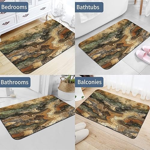 Miniatura 6 de Diatom Mud Bathroom Mat Non Slip Retro Color Pattern Printing Stone Shower Mats Ultra Thin Bath Rugs Absorbent Quick Dry 15.7x23.6 Inch for Shower