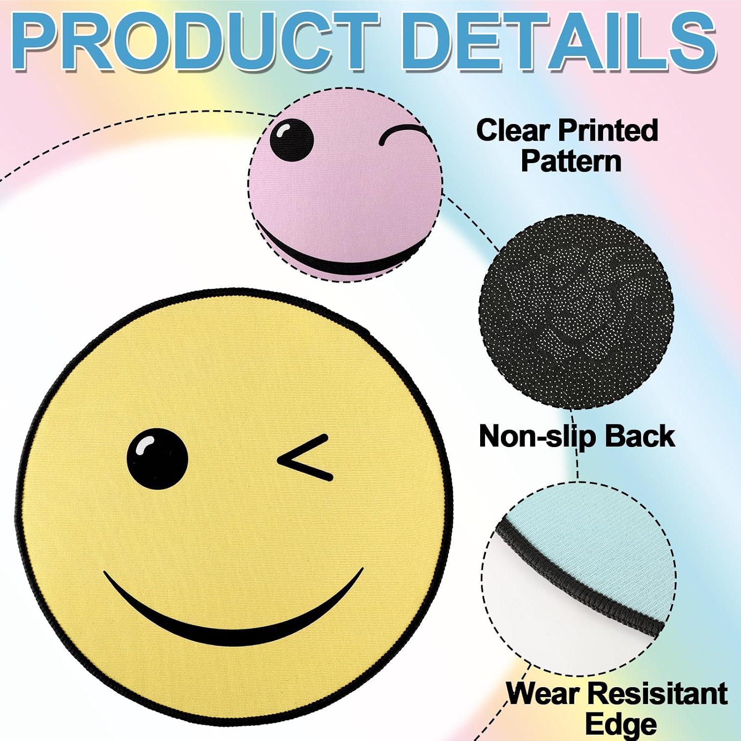 12pcs Smile Face Carpet Circle Seats for Classroom 16 Inch Pastel Educational Classroom Rug Smile Round Floor Mat Educational Non Slip Cushion Decor for Preschool Kindergarten Learning Playing Areas