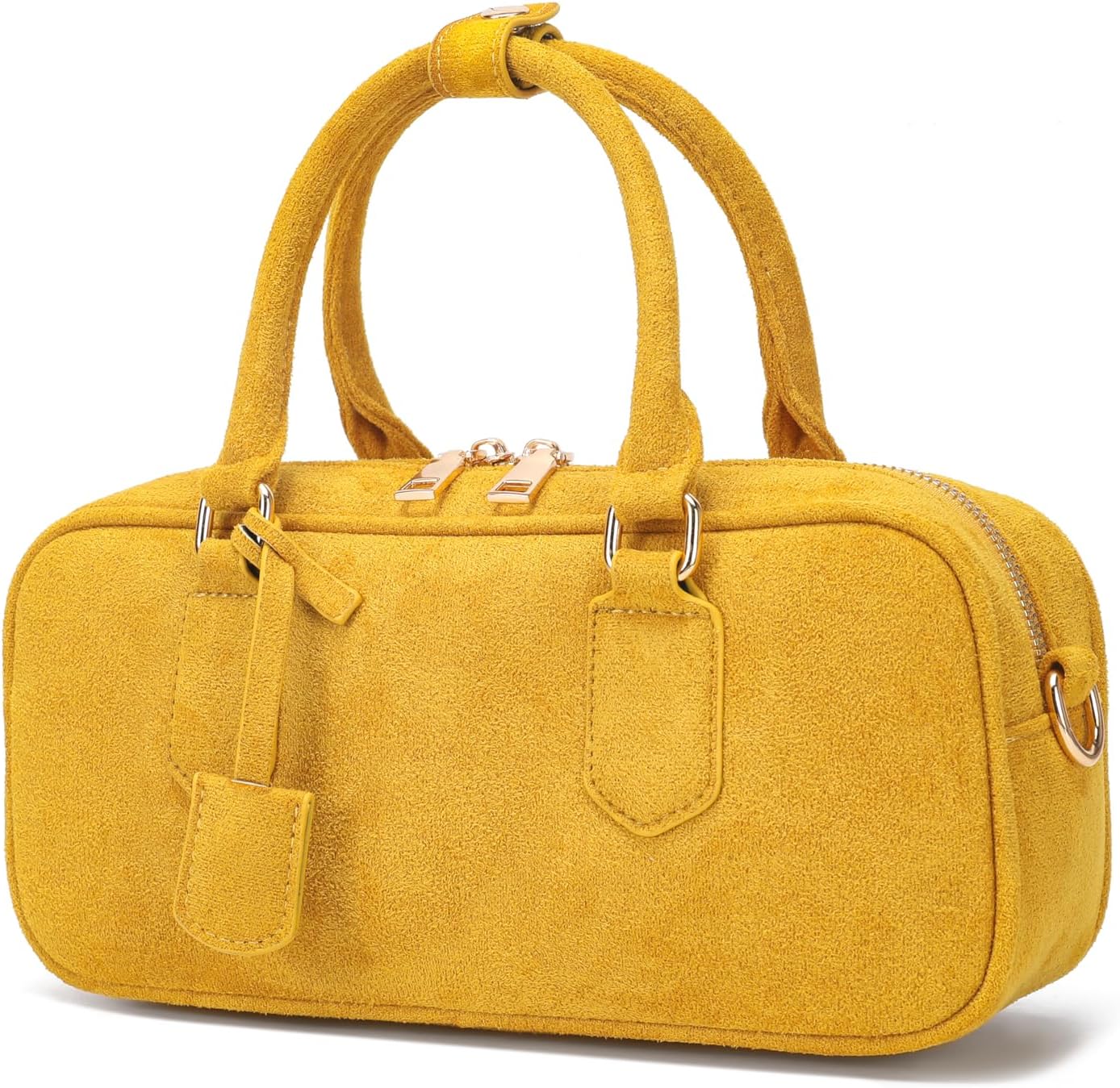 JOLLQUE Faux Suede Crossbody Bag for Women, Autumn Winter Handbags Purse, Fashion Small Designer Shoulder Barrel Bag - Image 4