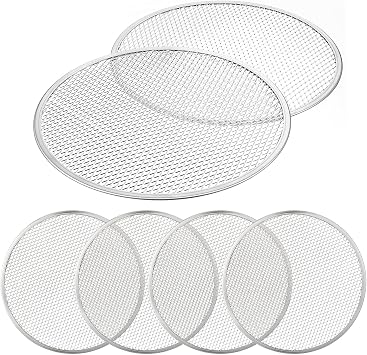 6 Pack 10 Inch Aluminum Pizza Screen, Seamless Round Non-Stick Pizza Mesh Baking Tray for Oven, BBQ, Home Kitchen and Restaurant Use